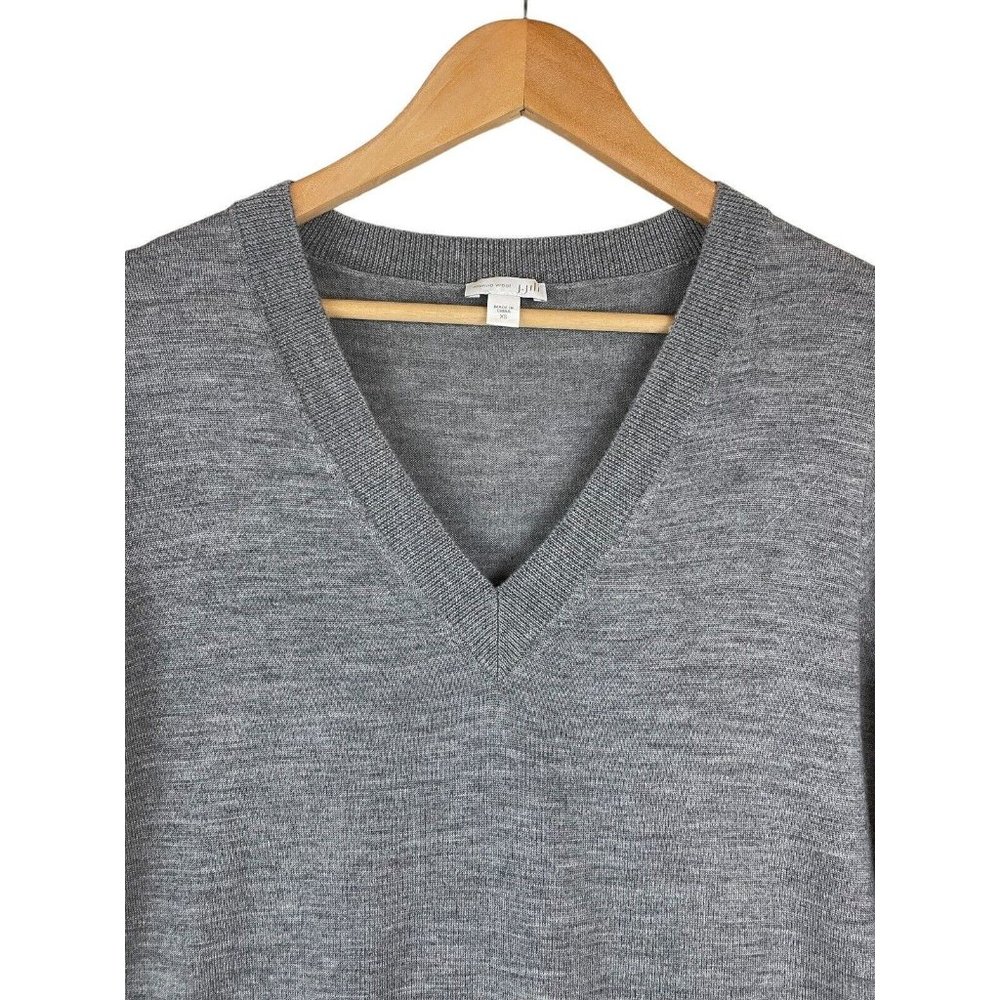 J Jill Sweater Women Size XS* Merino Wool Long Sleeve V Neck Marled Gray Lightwt - Picture 2 of 9